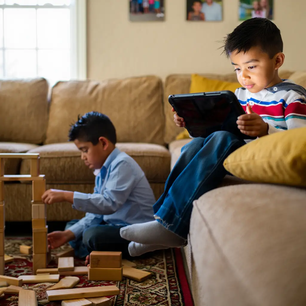 Niños conectados a pantallas