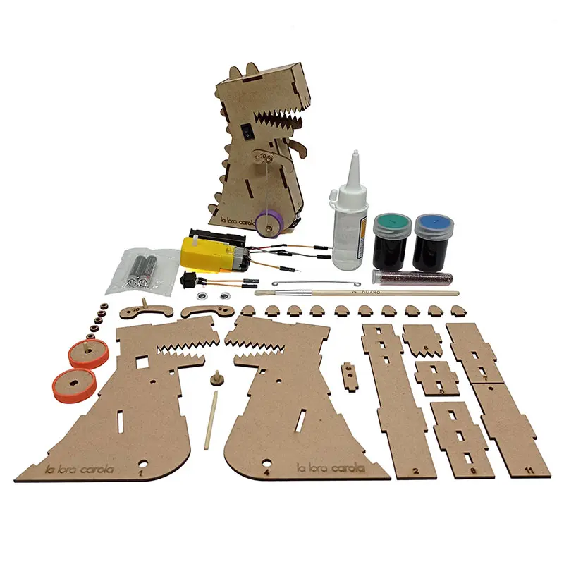 [I002] Kit para armar Dino el Dinosaurio | Juguete educativo de madera con movimiento para niños +6