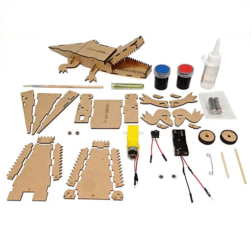 [I001] Kit didáctico para Armar - Coco el Cocodrilo | Juguete Educativo de Madera con Movimiento (+6 años)