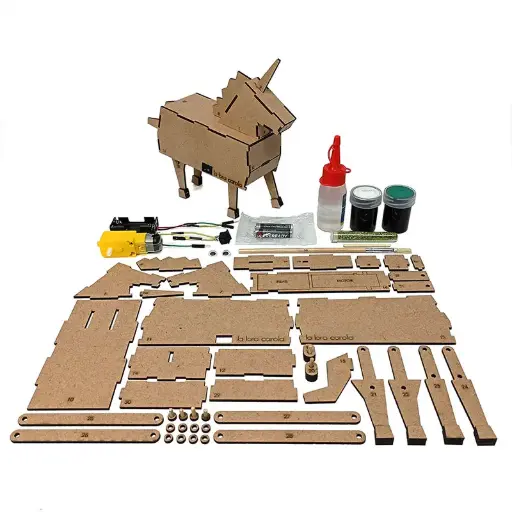 [I003] Kit didáctico para armar - Astro el unicornio | Juguete Educativo de Madera con Movimiento (+6 años)